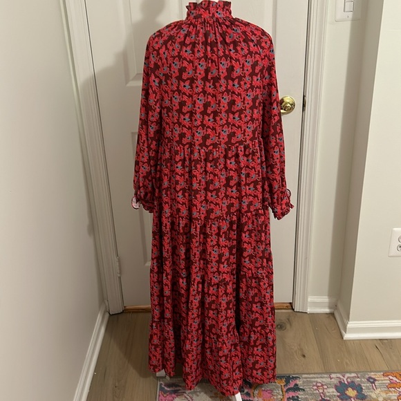 Crosby by Mollie Burch Red Floral Ruffle Mimi Dress In Floral Verbena Size XS - Picture 7 of 14